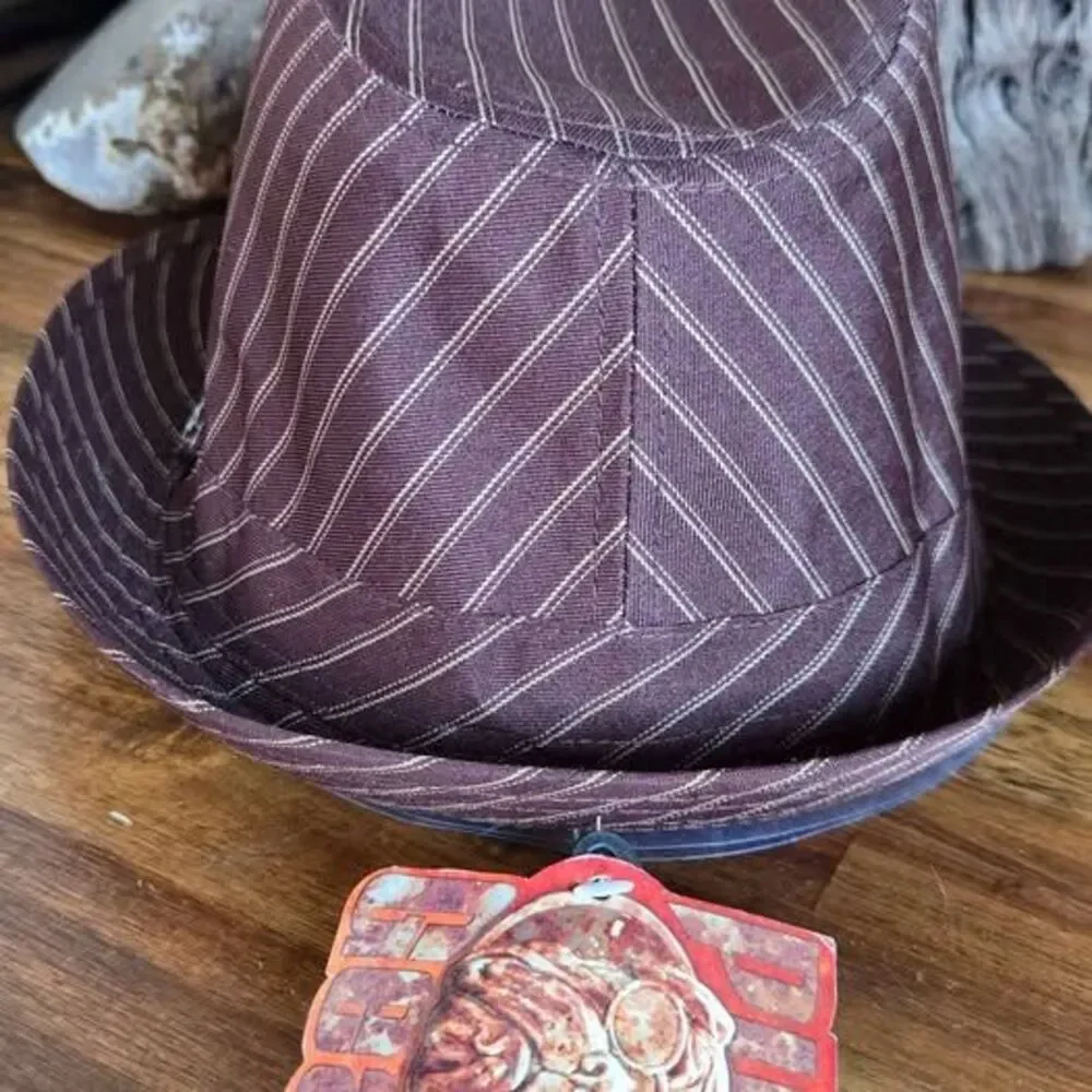 Pugs Gear Pinstripe Fedora Hat Men's Brown Trilby NWT Lightweight Dress Hat